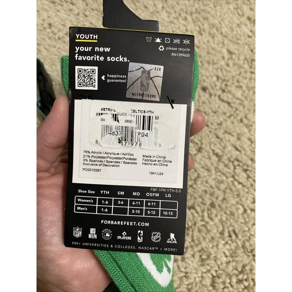 Boston Celtics Crew Socks Youth 1-6, & Lanyard New